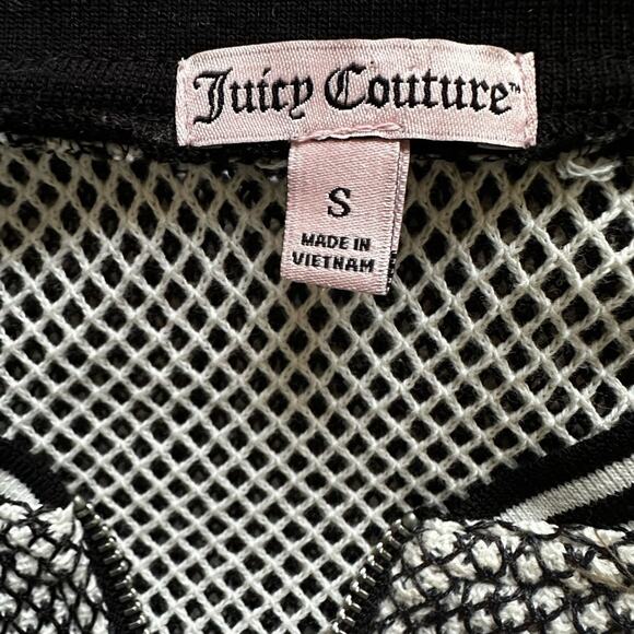 Juicy Couture Mesh Bomber Full Zip Jacket Black White Small Varsity Sporty Prep - Picture 5 of 8